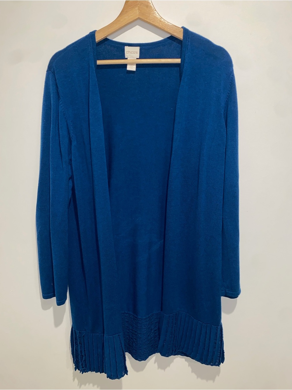Chico's Royal Blue Open-Front Long Cardigan